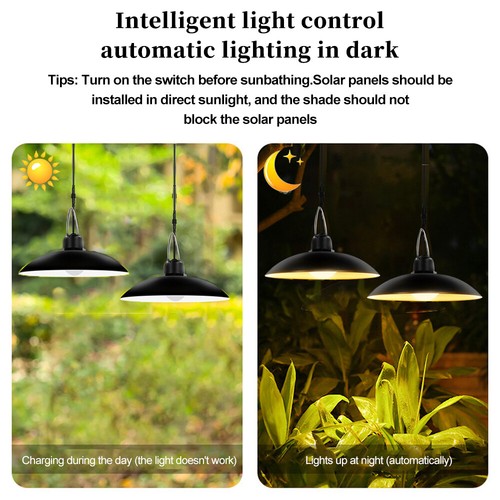 Double Head Solar Power LED Pendant Light Garage Shop Lamp Shed Barn Gazebo Yard - 第 11/19 張圖片