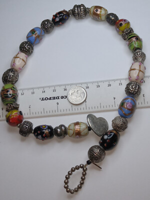 BEADAZZLED 925 MURANO GLASS WEDDING CAKE STYLE, TOGGLE NECKLACE