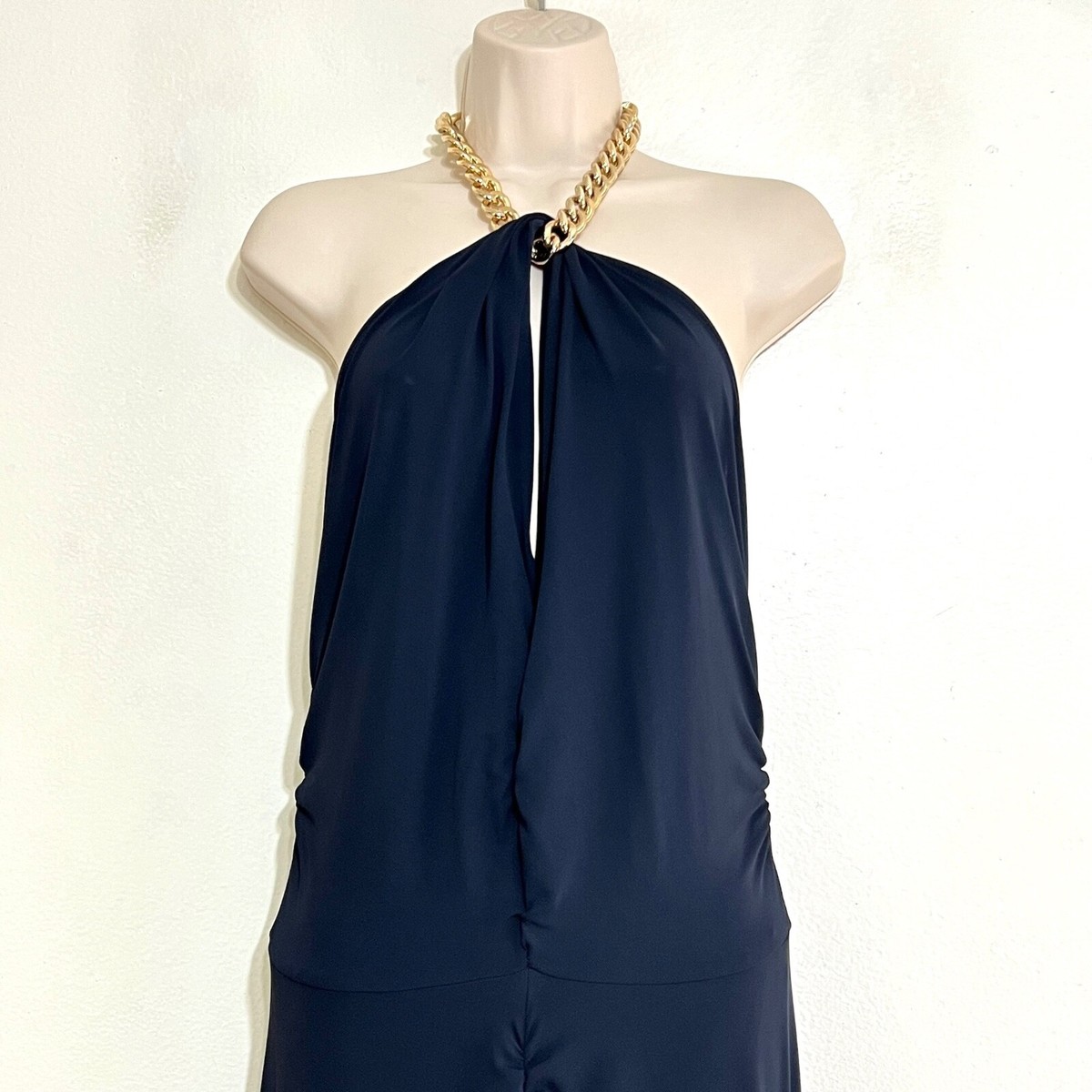 Veronica Beard Reze Chain Link Halter Dress Ink ( Navy ) Size Large | eBay
