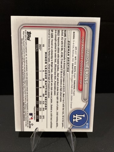 2024 Bowman - Jaron Elkins - 1st Lunar Glow Refractor - Los Angeles Dodgers - Picture 2 of 2