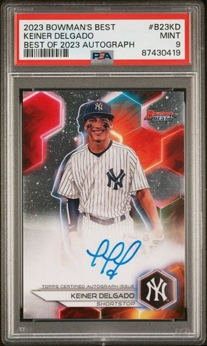 2023 Bowman's Best Keiner Delgado Best of 2023 Autograph PSA 9 #B23KD Yankees