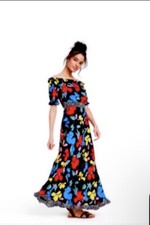 NEW RIXO for Target Floral Off the Shoulder Puff Maxi Dress Multi Size 10