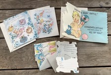 Beautiful Vtg Set Of 3 Baby Announcements  3 Congrats Cards with Envelopes
