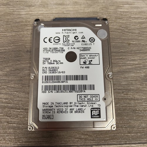 H2T750854S - Hitachi 750GB 5400RPM 3G 2,5 Zoll SATA Festplatte