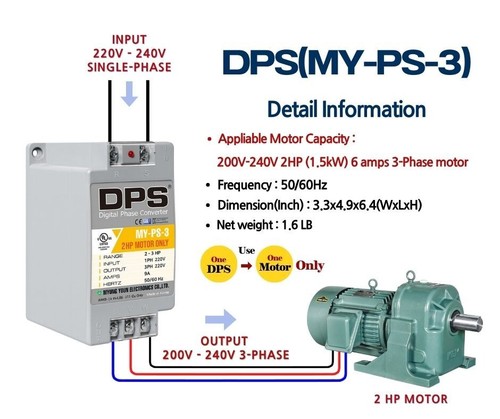 Single to 3 Phase Converter, Use 2HP(1.5kW) 6A Motor 200V-240V Only, MY-PS-3 - Picture 3 of 8