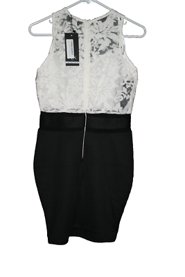 AX Paris Women's Dress Black & White Lace Fitted Midi Back Zip Size 8 NEW  NWT | eBay