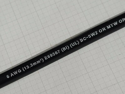 Southwire/Copperfield #6awg 19 Strands BC-5W2 UL-1283 Hook-up Wire Black /10ft