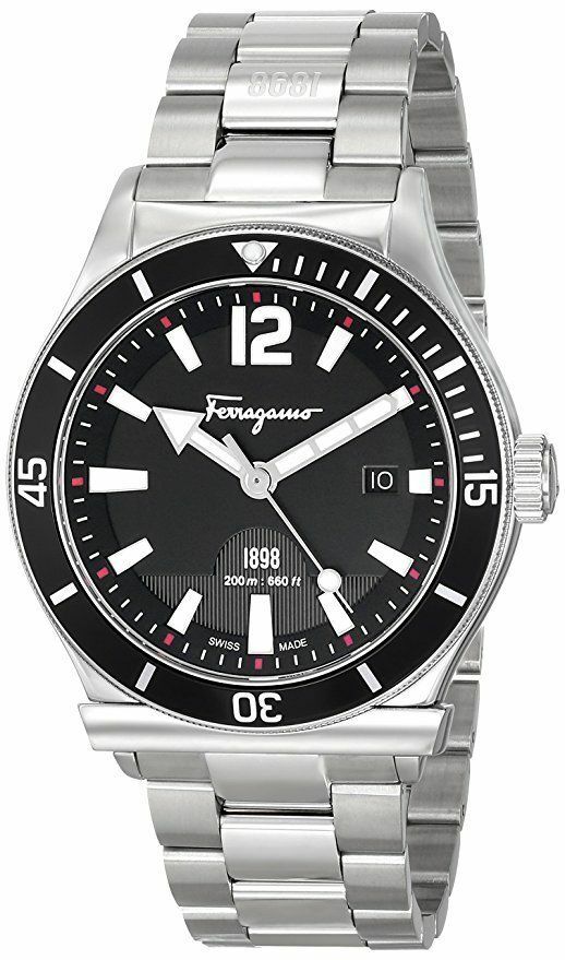 $1495 SALVATORE FERRAGAMO Men's BLACK 43mm Dial 200m Swiss $1495 SALVATORE FERRAGAMO Men's BLACK 43mm Dial 200m Swiss