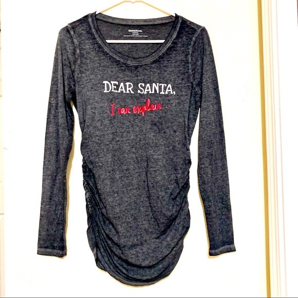 Motherhood Maternity Dear Santa I Can Explain Xmas Black Shirt women’s size S View 2