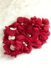 RED Chiffon Artificial Fabric Flowers Vintage DIY Decorative Flowers