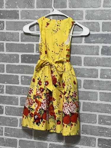 Sunny Fashion Girls SZ 6 Yellow Sleeveless Floral Butterfly Dress Preowned - Picture 2 of 4
