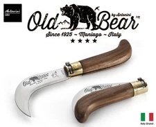 Antonini Knives Old Bear 95mm Blade Billhook Pruning Walnut Handle Brass Safety
