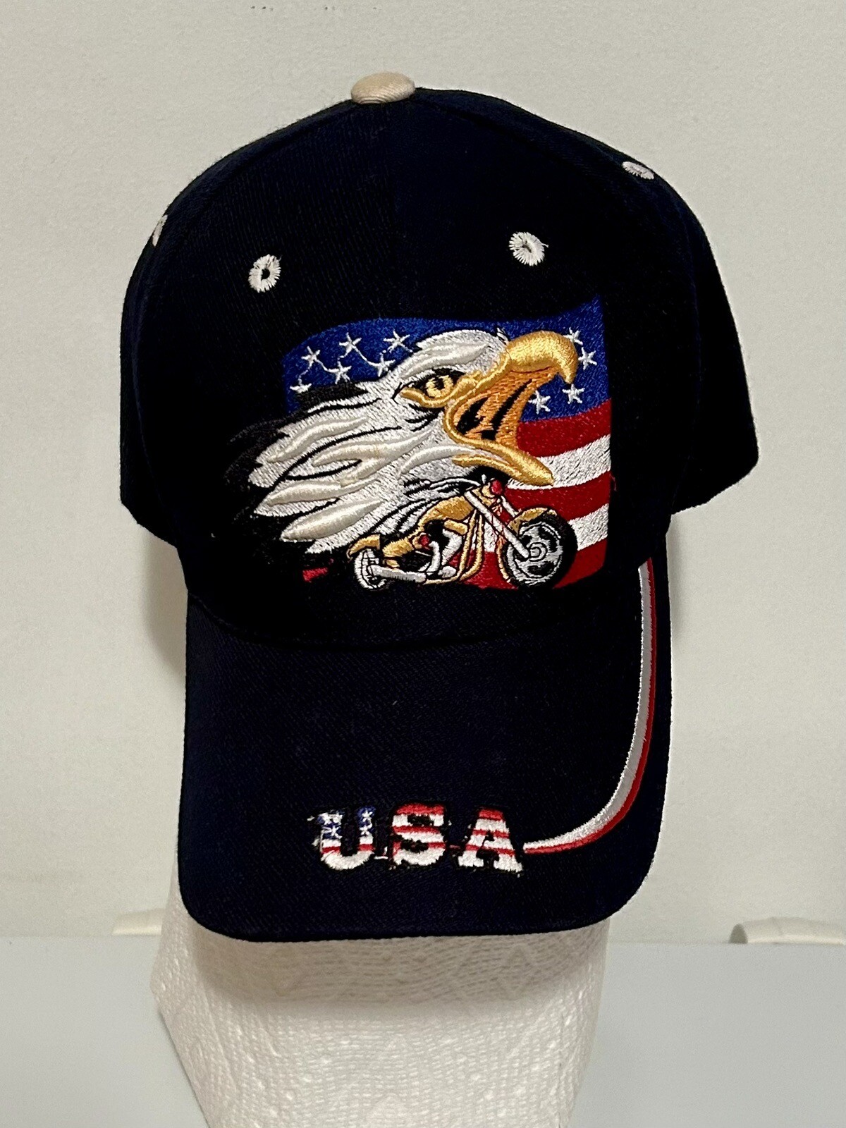 Baseball Hat Cap USA Motorcycle Eagle Flag Texas … - image 1