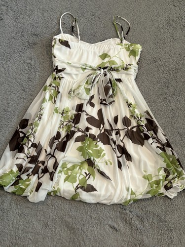 Speechless Dress Girls Large White Lined Floral Strap A Line Fit Flare - Picture 6 of 6