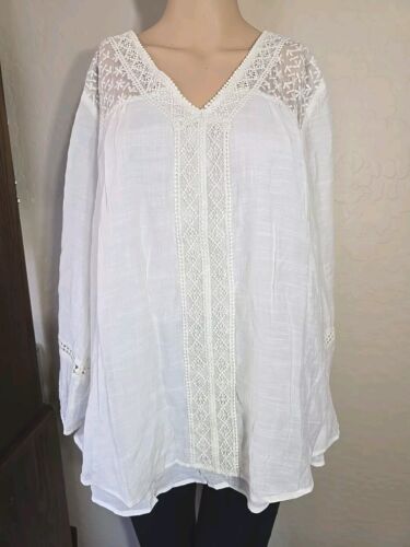 NWT Style & Co Woven Lacy Boho Top With Liner Size XL Ivory