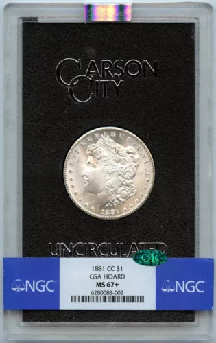 1881-CC Morgan Dollar GSA HOARD S$1 NGC MS67+ (CAC)