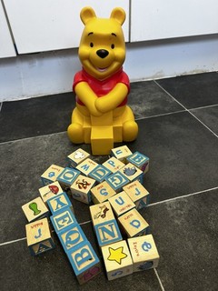Winnie the Pooh bear Disney Wooden Blocks VINTAGE TOY