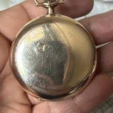 14k Gold Plated  Full Hunter Pocket Watch Thomas Russell & Son  working 