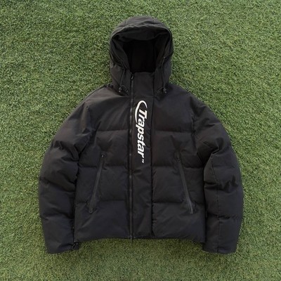TRAPSTAR HYPERDRIVE TECHNICAL HOODED PUFFER JACKET BLACKOUT EDITION MENS SIZE L