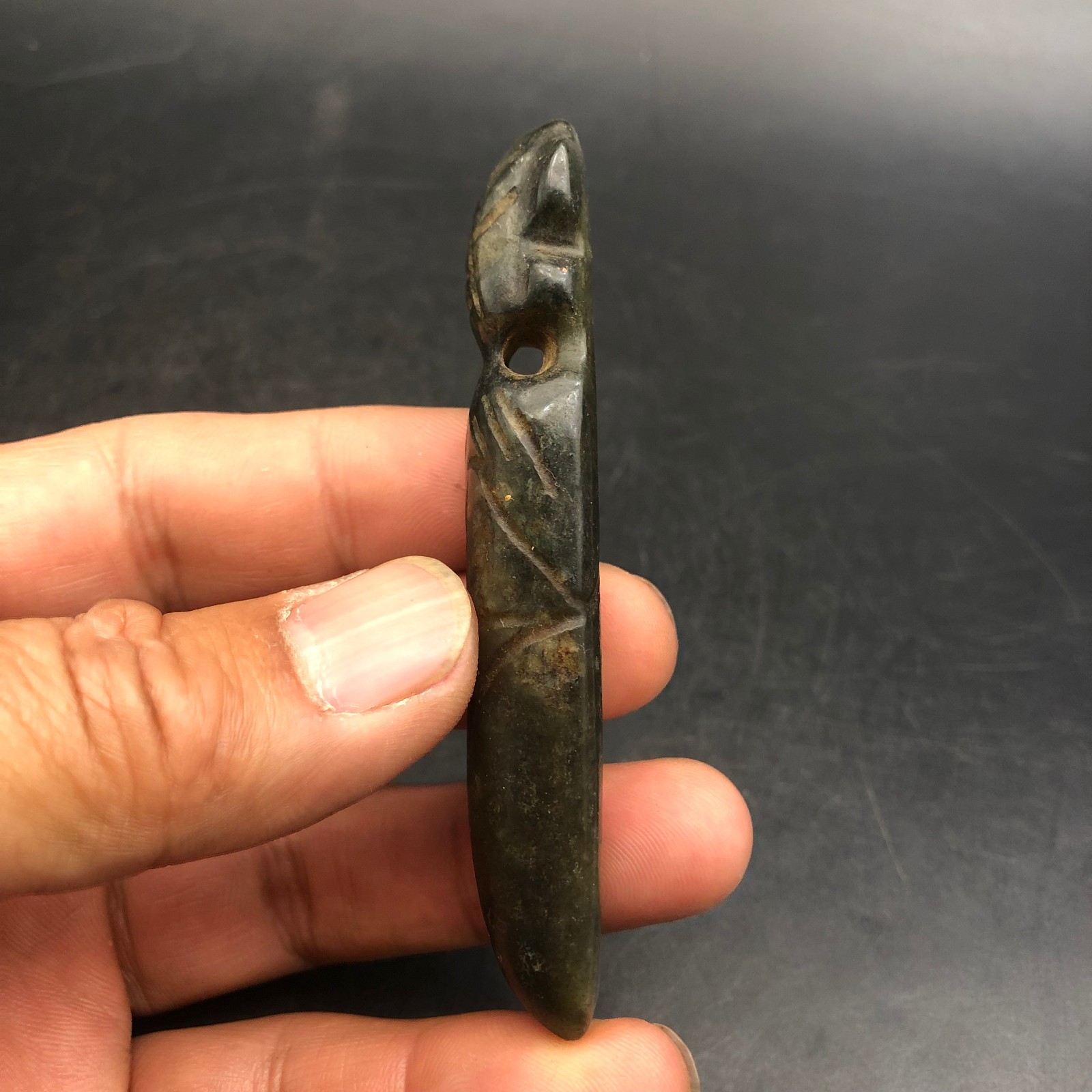 Old China Hongshan Culture Hetian Jade Hand-Carved Sun God Amulet Pendant,#108