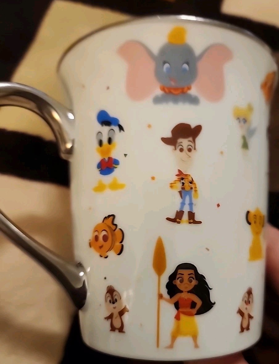  ZRIKE BRANDS BY R SQUARED Disney Characters Ceramic Coffee Mug Silver Trim   K
