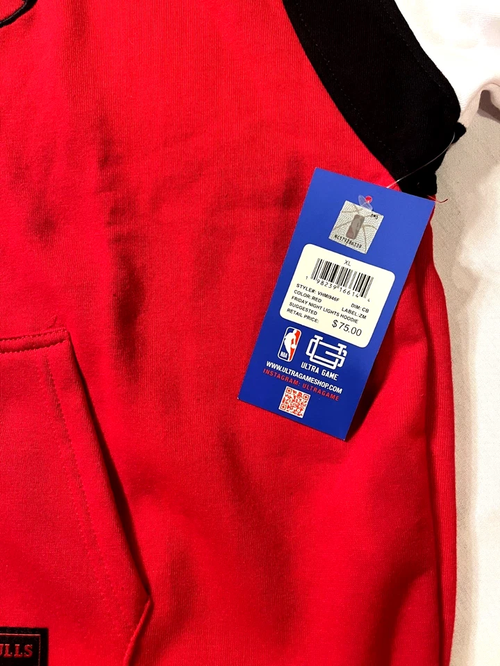NUEVO CON ETIQUETAS NBA UltraGameShop CHICAGO BULLS Sudadera con Capucha Bordada Para Hombre XL Foto 4 de 4