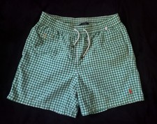 Vintage Polo Ralph Lauren Men's Large Swim Trunks Shorts Green Gingham Traveler