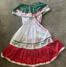 GIRLS MEXICAN FESTIVAL DRESS FOR DANCE OR COSTUME 'SIZE 12-FREE SHIP