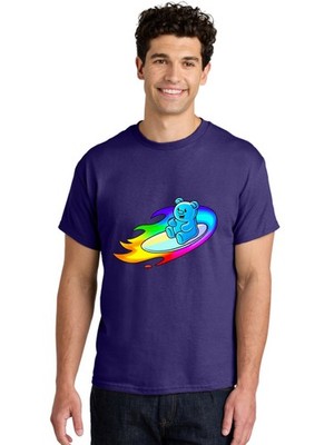 Blue-Teddy-Riptide Mens Graphic Tee,100% Cotton,Casual Summer Wear