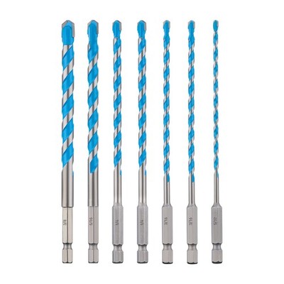 7pcs 5/32'' Concrete Drill Bit Set, Carbide Tip for Glass/Brick/Cement/Tile