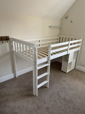 Mid Rise Kids Single Bed With Desk In White Used But Great Condition