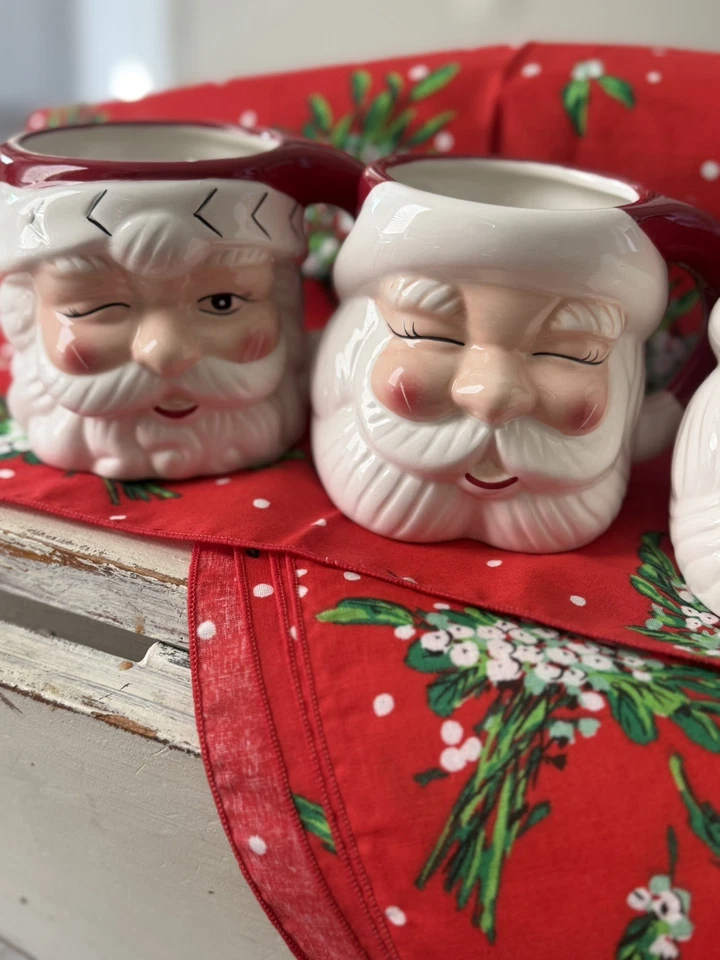 Pottery Barn Tazas de Cerámica Artesanal en Forma de Papá Noel 16 OZ, Juego/4, Navidad Foto 3 de 4