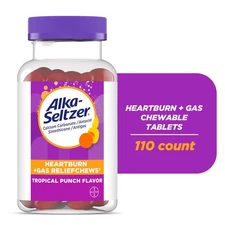 Alka Seltzer Heartburn + Gas Relief Chewable Tablets, Tropical Punch, 110 Count