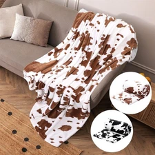 300GSM Flannel Fleece Throw Blanket Cow Texture Soft Sofa Couch