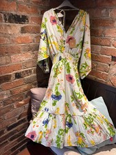 TK Maxx ROSE AND ROSE Dobby Cotton Floral Dress Size 14 / Large BNWT RRP £195