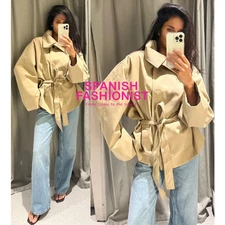 ZARA WOMAN NWT FW25 LIGHT TAN BELTED TRENCH COAT ALL SIZES 5063/799/708