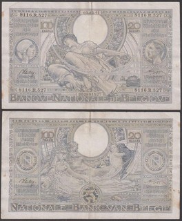 Belgium 100 Francs 20 Belgas 1941 VF P 107