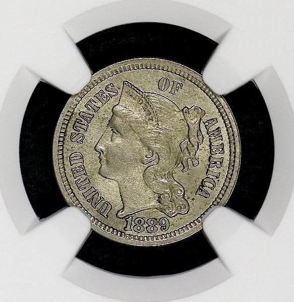 1889 Three Cent Nickel, Low Mintage-Final Year Issue, Scarce Proof Coin NGC PF61 - Image 2 of 4