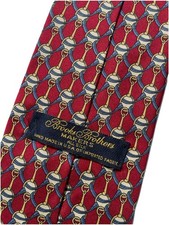 Brooks Brothers Makers Silk Tie Burgundy Red Blue Equestrian Bit Chain Link USA