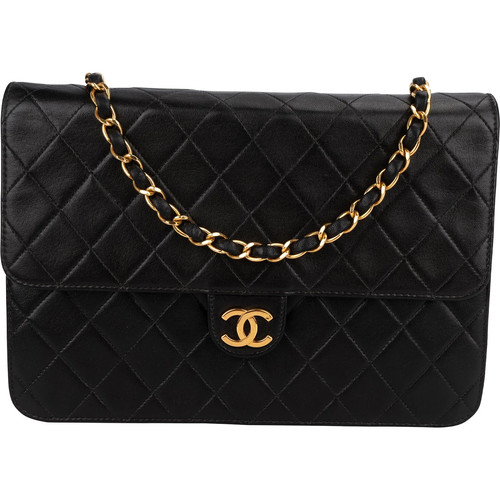 Chanel Quilted Lambskin 24K Single Flap Shoulder Bag Coco CC Bag