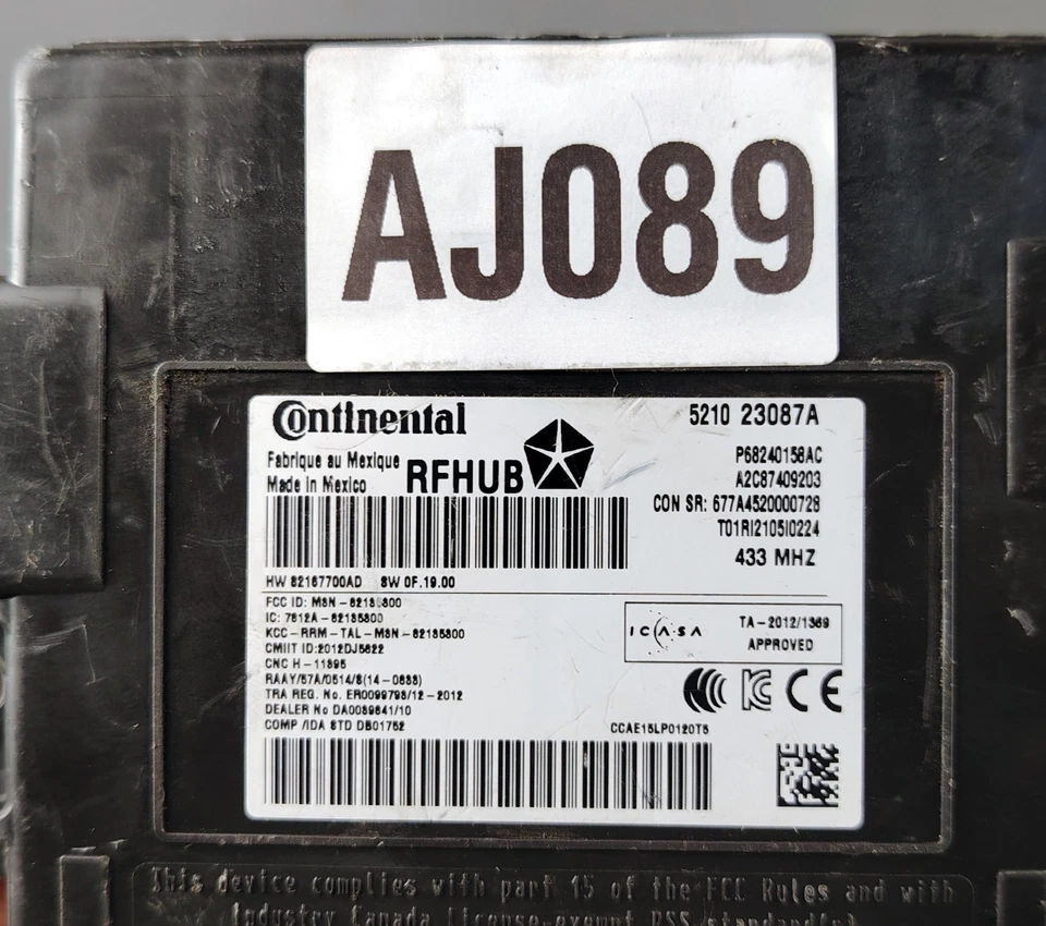 JEEP GRAND CHEROKEE IV WK WK2 3.0 CRD KEYLESS ENTRY CONTROL MODULE P68240158AC - Image 3 of 4