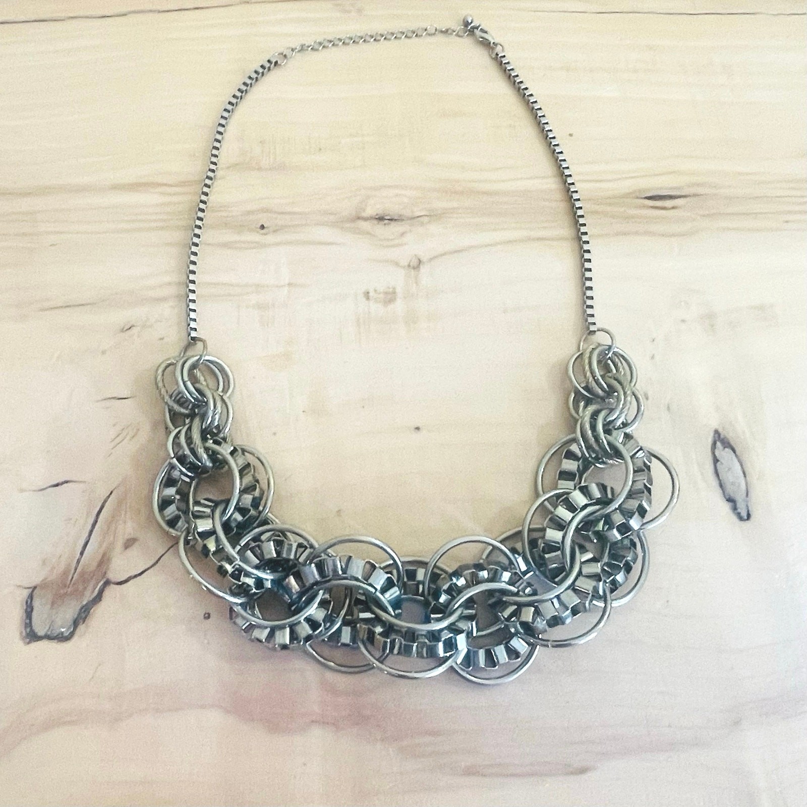 Necklace Statement Interlocking Link Chainmail Ch… - image 10