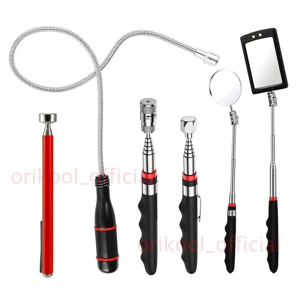 CP-AUTO Inspektionsspiegel Magnetheber LED Spiegel Pick Up Magnet Teleskop Werkzeug Set