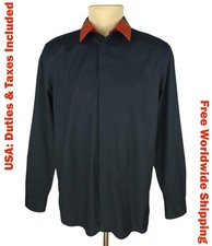Givenchy Mens Black Cotton Cuban Fit Long Sleeve Shirt Size 41