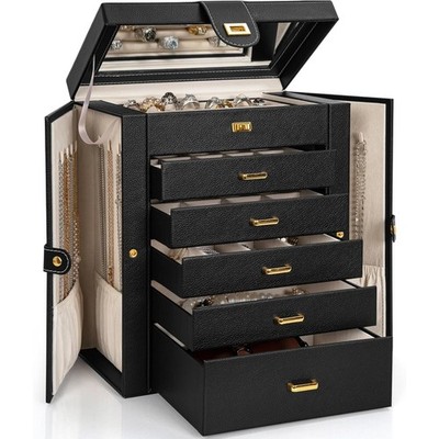 Jewelry Box Organizer Functional Leather Jewelry Storage Case for Women Girls