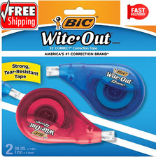 BIC Wite-Out Brand EZ Correct Correction Tape, 39.3 Feet, 2-Count Pack of White
