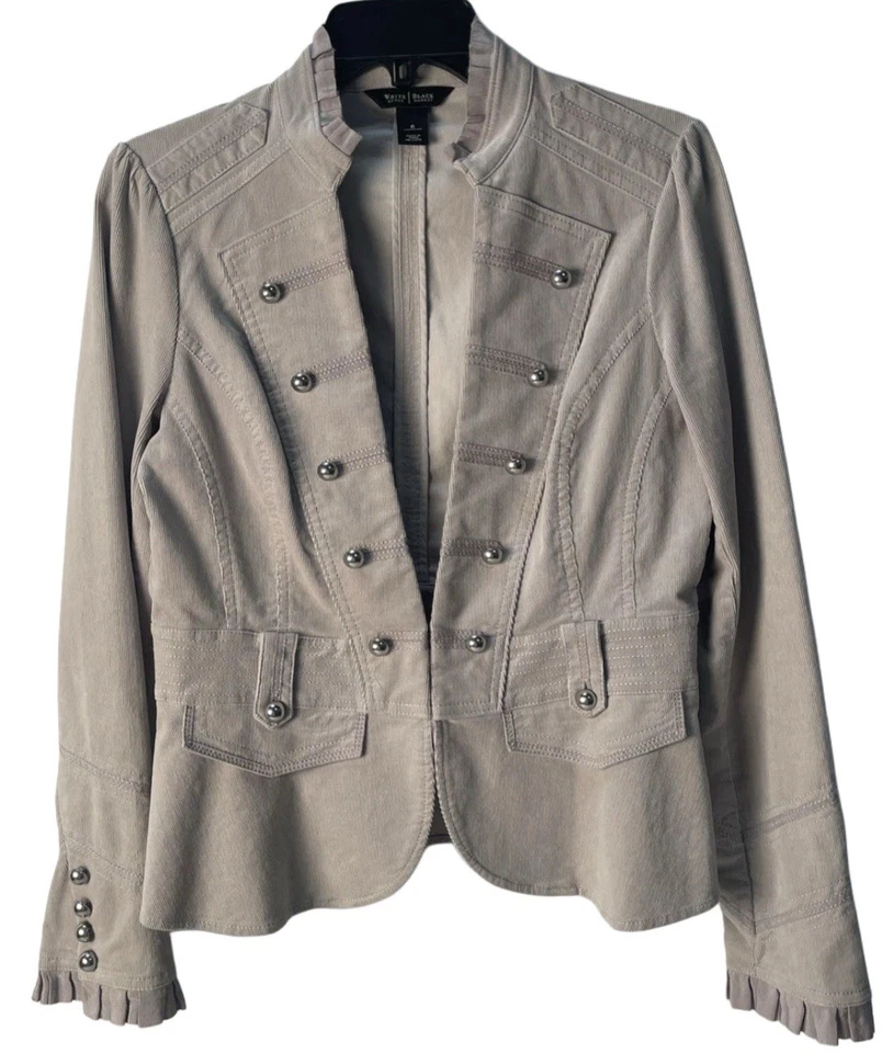 White House Black Market Gray Women's Corduroy Light Jacket Sz. 6 Office Fall - Image 2 of 4