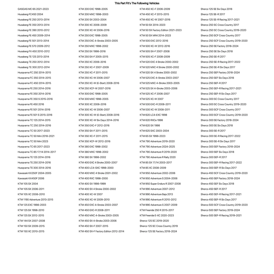 Kit de pinos de motocicleta Fastway Evo Air preto para KTM 200 XC-W 2006-2016 - Imagem 2 de 2