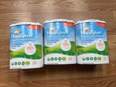 3 X Happy Baby Organic Infant Formula Stage 1, 0 12 Months, Milk Based, Exp 8/26