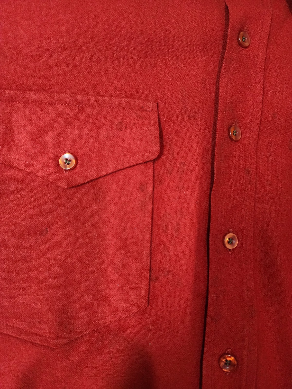 FLAWED - Pendleton Size XL 16 1/2 Solid Red Virgi… - image 4